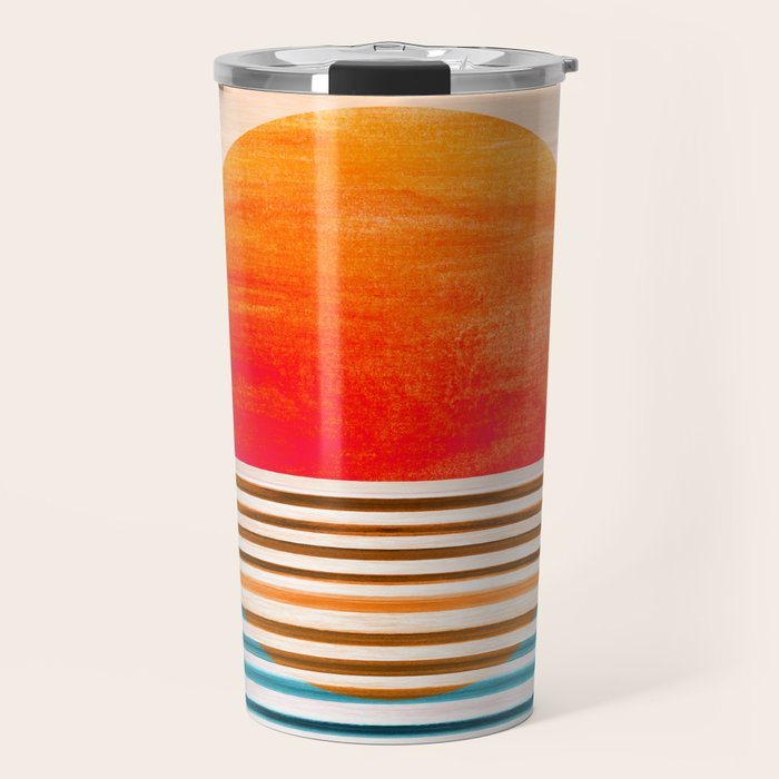 Minimalist Sunset 2 in Orange and Blue Travel Mug Gallery Image 1