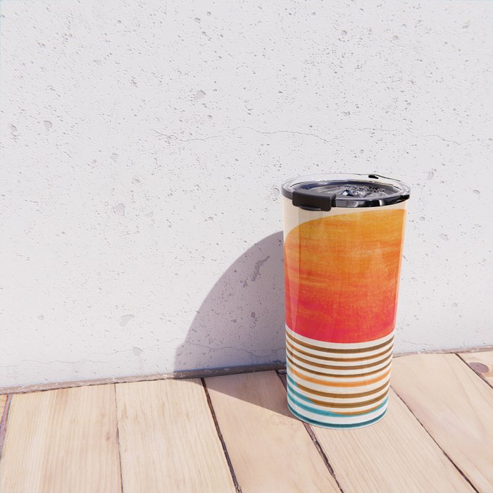 Minimalist Sunset 2 in Orange and Blue Travel Mug Gallery Image 4