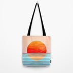Minimalist Sunset 2 in Orange and Blue Tote Bag Gallery Image 2