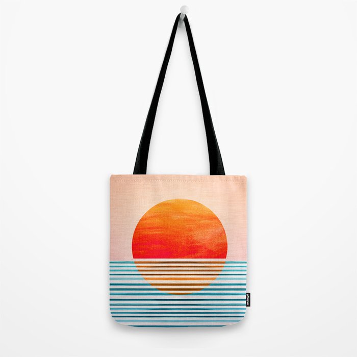 Minimalist Sunset 2 in Orange and Blue Tote Bag Gallery Image 2