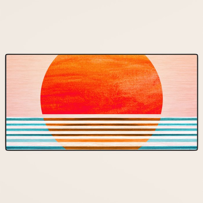Minimalist Sunset 2 in Orange and Blue Desk Mat Gallery Image 3