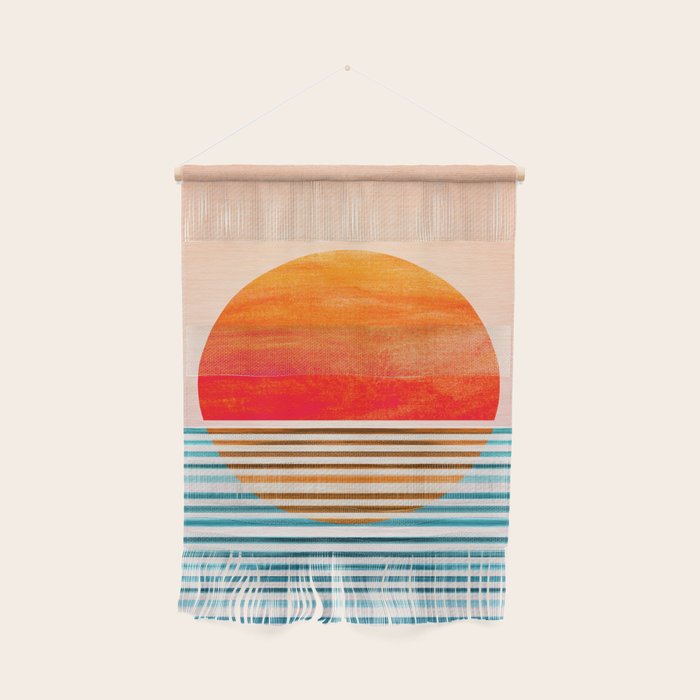 Minimalist Sunset 2 in Orange and Blue Wall Hanging Gallery Image 1