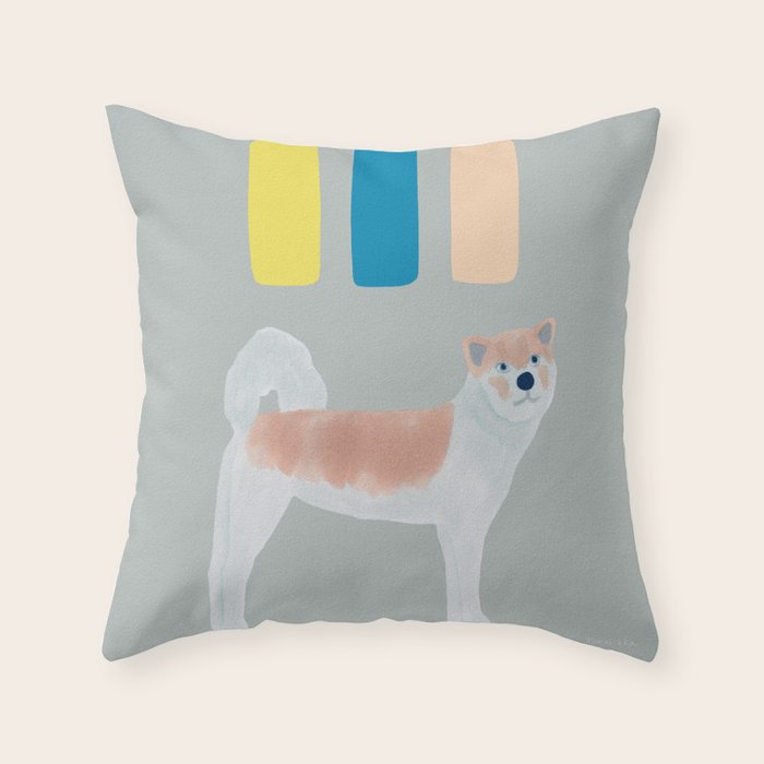 Dog and Dashes - Sepia and Sage Throw Pillow Gallery Image 6