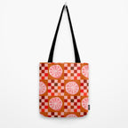 Checkered Sliced Citrus Fruit in Red & Peach Pink Tote Bag Gallery Image 2