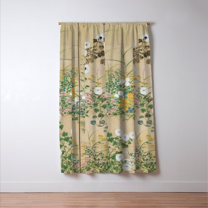Japanese Edo Period Flowering Plants in Autumn - Ogata Korin Window Curtain Gallery Image 3