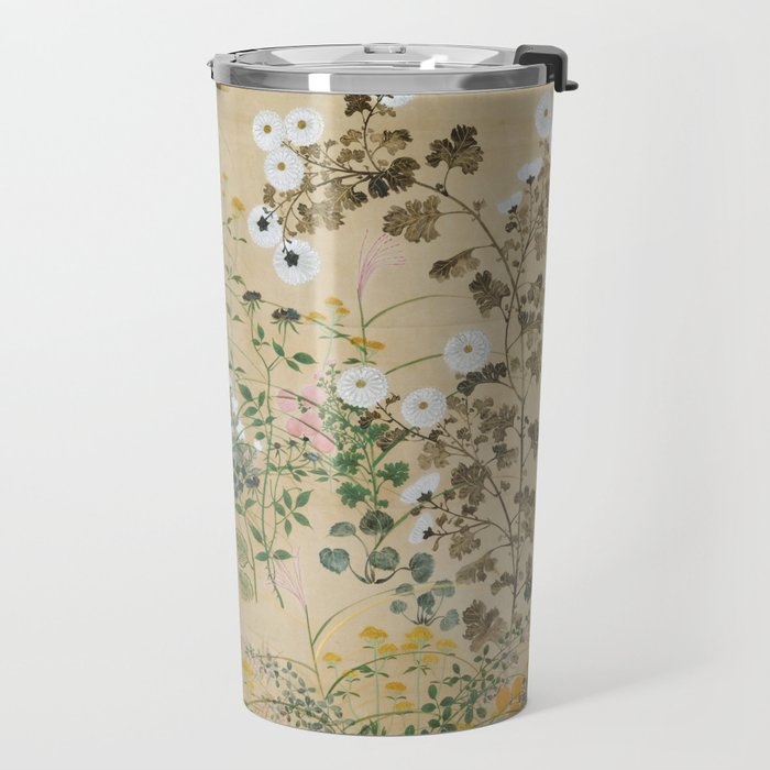 Japanese Edo Period Flowering Plants in Autumn - Ogata Korin Travel Mug Gallery Image 2