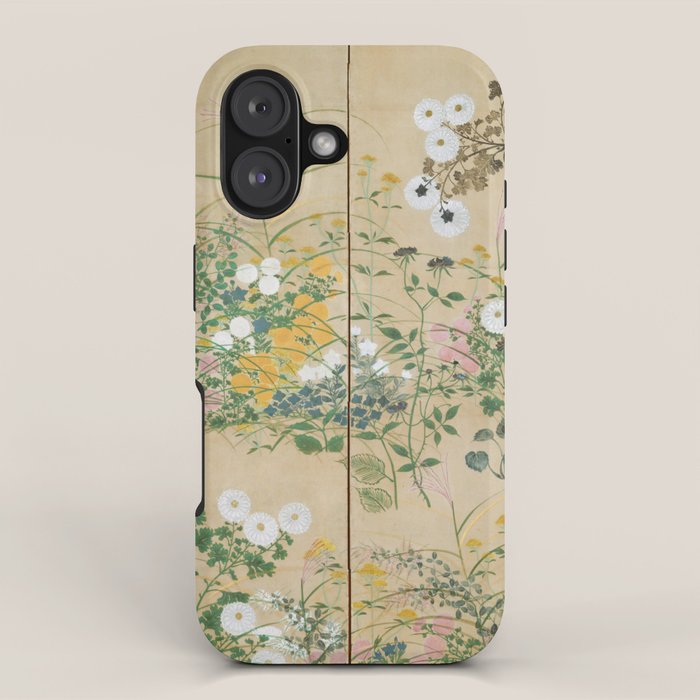 Japanese Edo Period Flowering Plants in Autumn - Ogata Korin iPhone Case Gallery Image 1