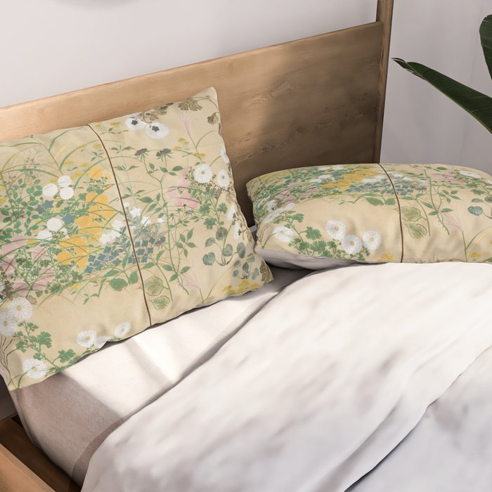 Japanese Edo Period Flowering Plants in Autumn - Ogata Korin Pillow Sham Gallery Image 2