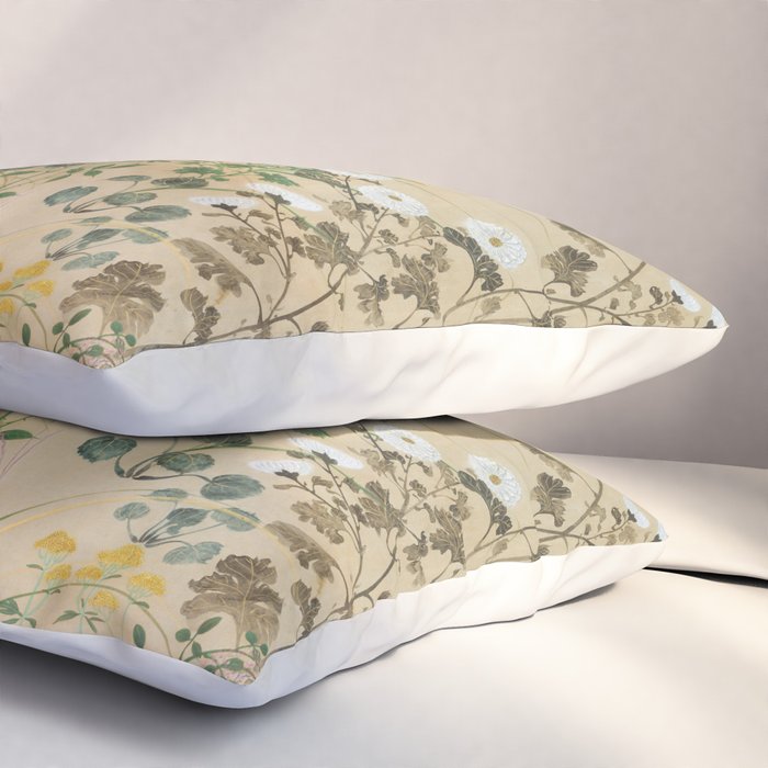 Japanese Edo Period Flowering Plants in Autumn - Ogata Korin Pillow Sham Gallery Image 3
