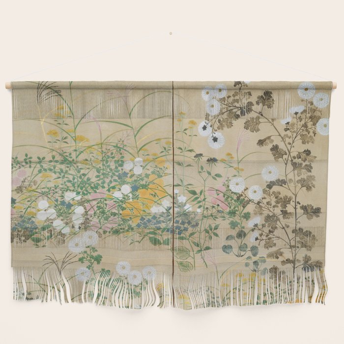 Japanese Edo Period Flowering Plants in Autumn - Ogata Korin Wall Hanging