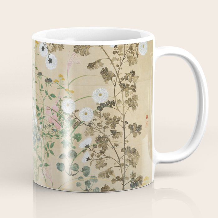 Japanese Edo Period Flowering Plants in Autumn - Ogata Korin Coffee Mug Gallery Image 1