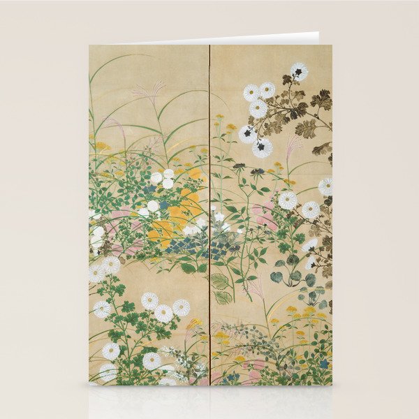 Japanese Edo Period Flowering Plants in Autumn - Ogata Korin Stationery Card Gallery Image 2