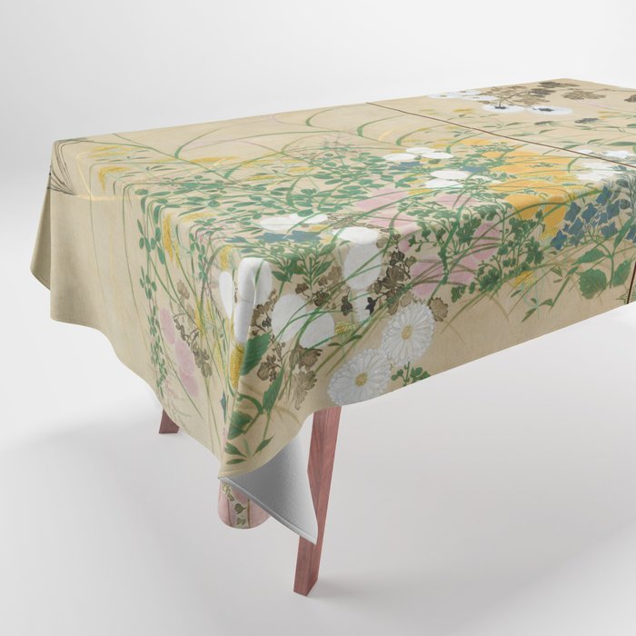 Japanese Edo Period Flowering Plants in Autumn - Ogata Korin Tablecloth Gallery Image 1