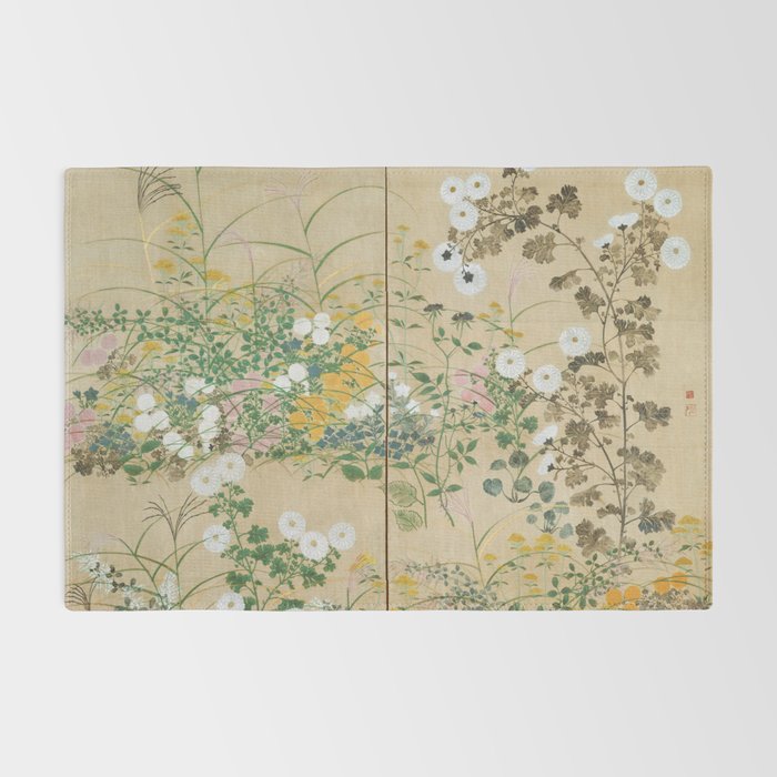 Japanese Edo Period Flowering Plants in Autumn - Ogata Korin Rug Gallery Image 2