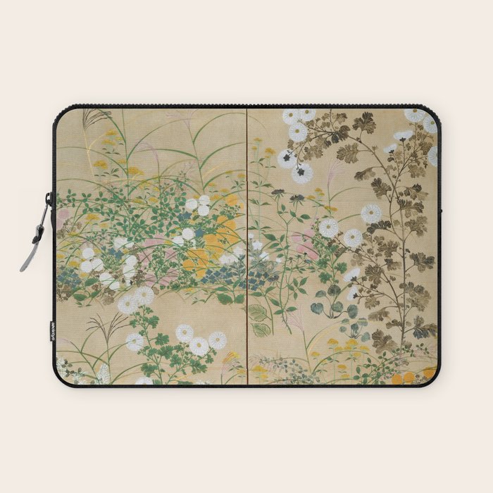 Japanese Edo Period Flowering Plants in Autumn - Ogata Korin Laptop Sleeve Gallery Image 1