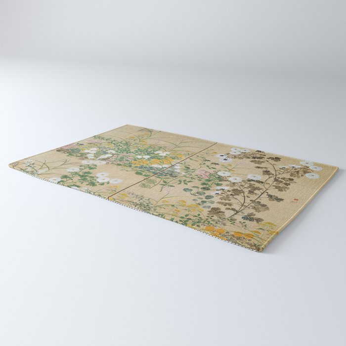 Japanese Edo Period Flowering Plants in Autumn - Ogata Korin Rug Gallery Image 3
