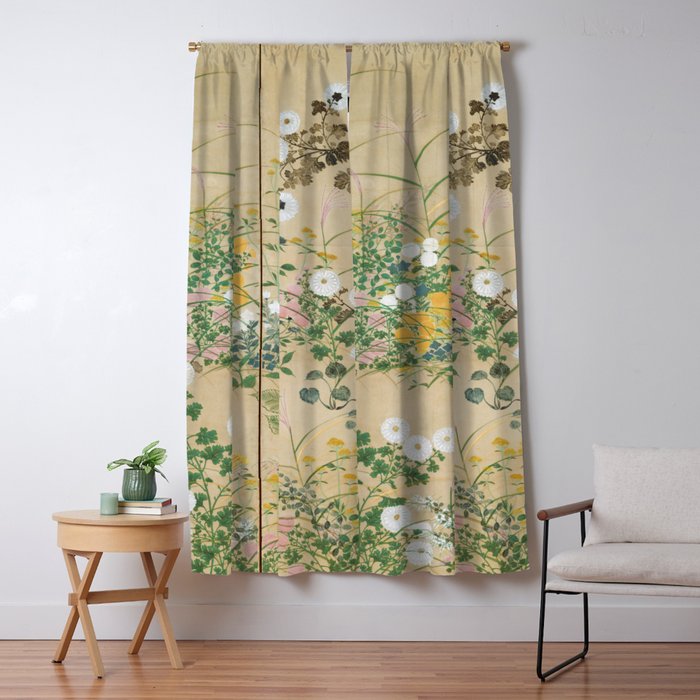 Japanese Edo Period Flowering Plants in Autumn - Ogata Korin Window Curtain Gallery Image 5