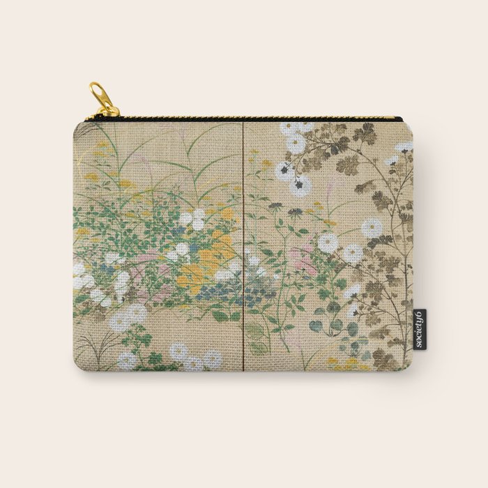Japanese Edo Period Flowering Plants in Autumn - Ogata Korin Carry All Pouch Gallery Image 1