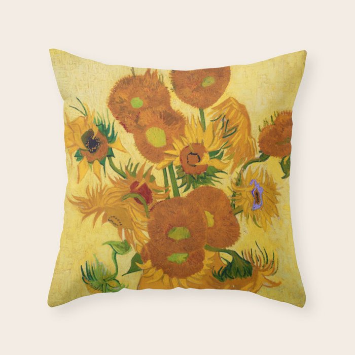 Sunflowers by Van Gogh Throw Pillow Gallery Image 1