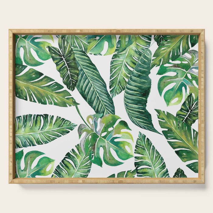 Jungle Leaves, Banana, Monstera #society6 Serving Tray Gallery Image 1