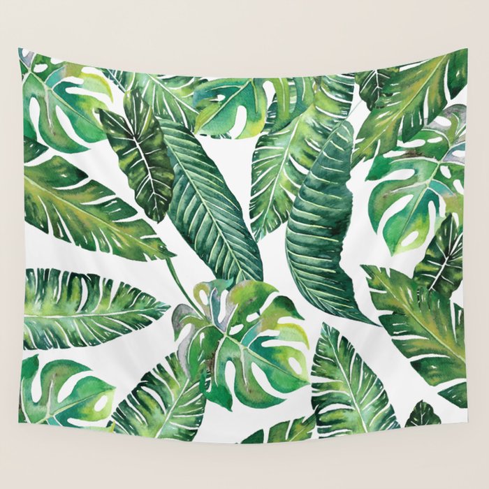 Jungle Leaves, Banana, Monstera #society6 Wall Tapestry Gallery Image 1