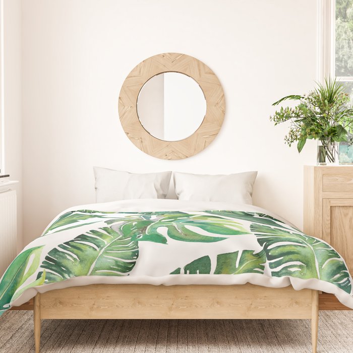 Jungle Leaves, Banana, Monstera #society6 Duvet Cover Gallery Image 3