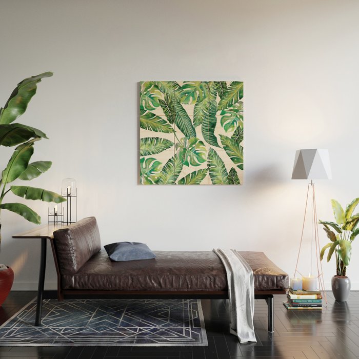 Jungle Leaves, Banana, Monstera #society6 Wood Wall Art Gallery Image 2