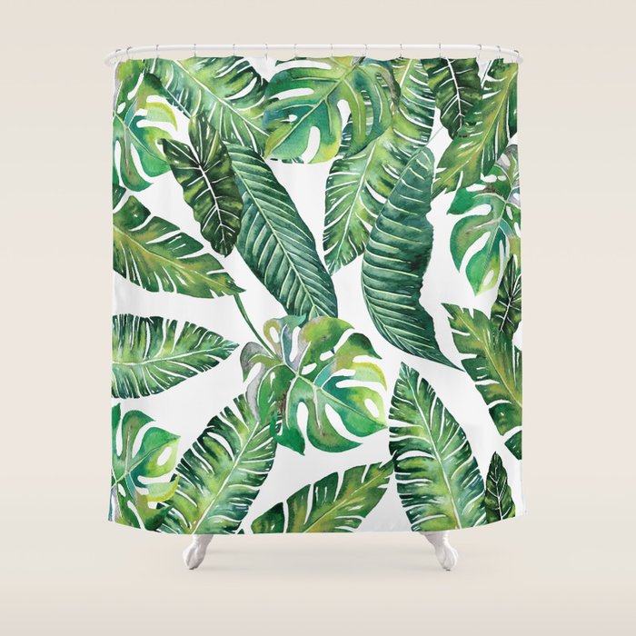 Jungle Leaves, Banana, Monstera #society6 Shower Curtain Gallery Image 1