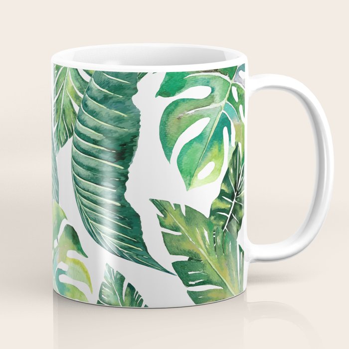 Jungle Leaves, Banana, Monstera #society6 Coffee Mug Gallery Image 1