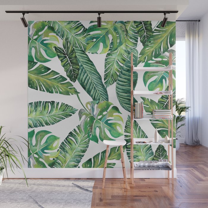 Jungle Leaves, Banana, Monstera #society6 Wall Mural Gallery Image 1