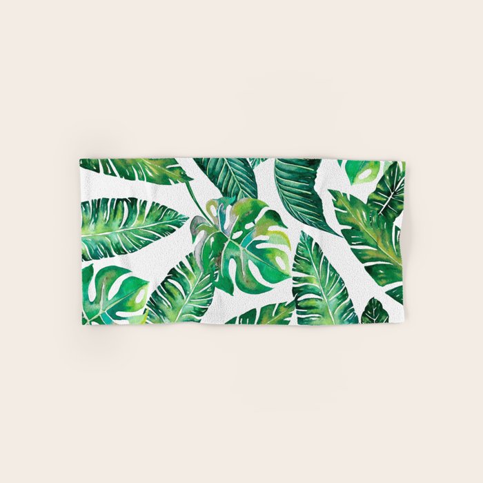 Jungle Leaves, Banana, Monstera #society6 Hand & Bath Towel Gallery Image 1