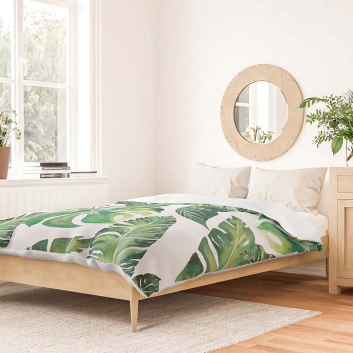 Jungle Leaves, Banana, Monstera #society6 Duvet Cover Gallery Image 2