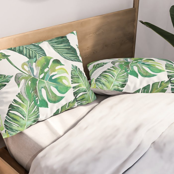 Jungle Leaves, Banana, Monstera #society6 Pillow Sham Gallery Image 2
