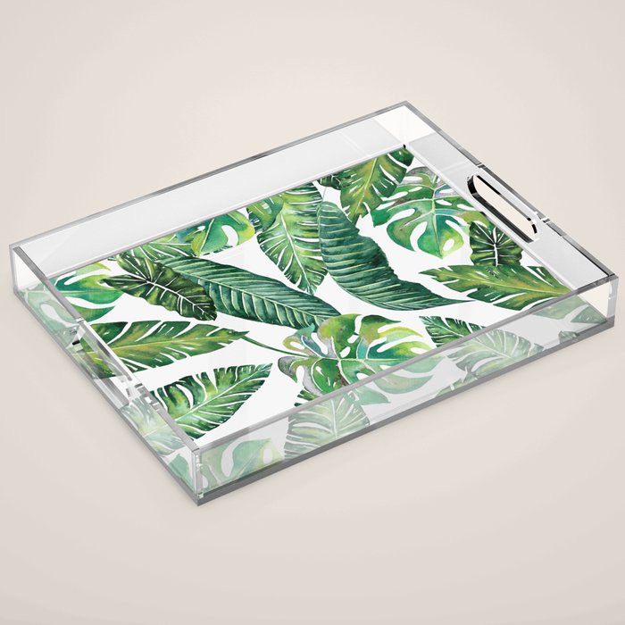 Jungle Leaves, Banana, Monstera #society6 Acrylic Tray Gallery Image 1