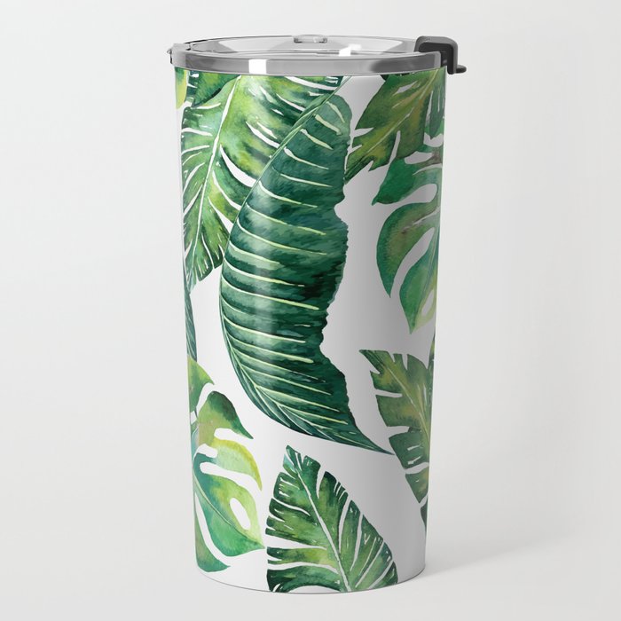 Jungle Leaves, Banana, Monstera #society6 Travel Mug Gallery Image 2