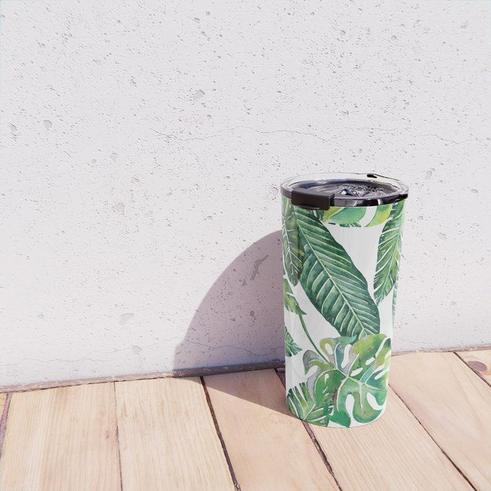 Jungle Leaves, Banana, Monstera #society6 Travel Mug Gallery Image 4