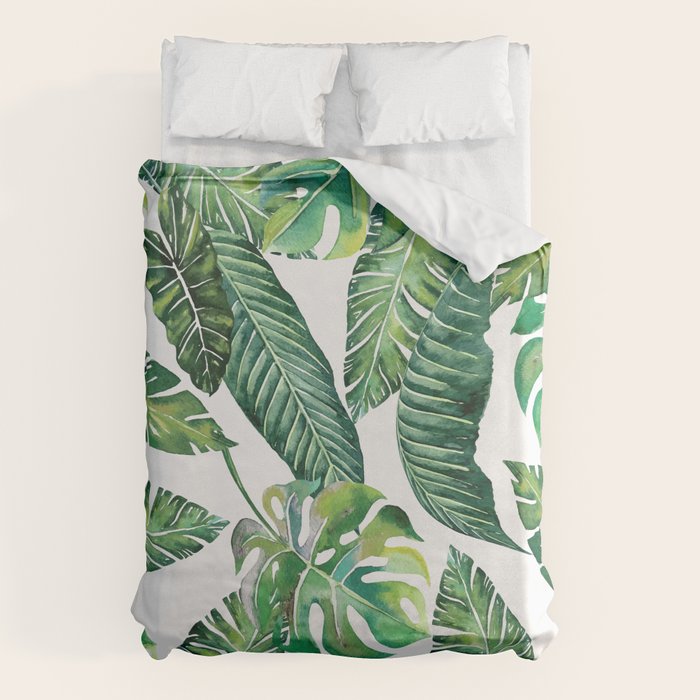 Jungle Leaves, Banana, Monstera #society6 Duvet Cover Gallery Image 1