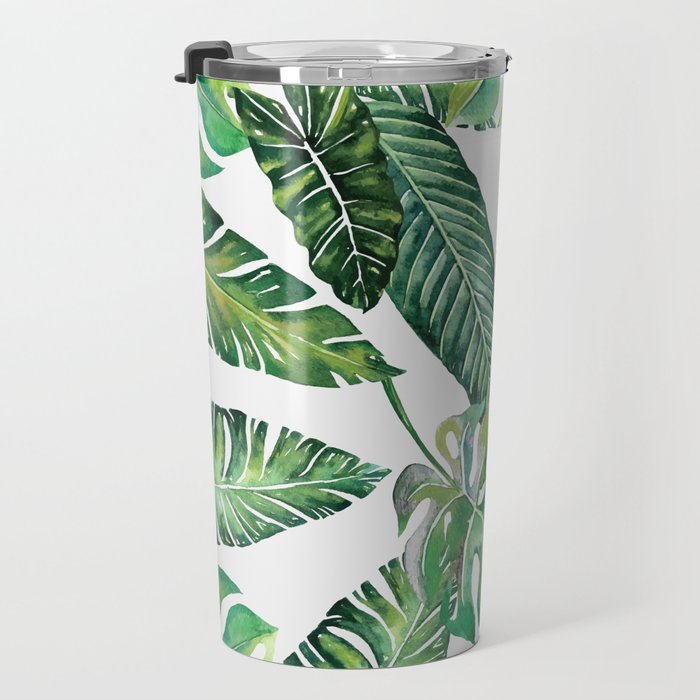 Jungle Leaves, Banana, Monstera #society6 Travel Mug Gallery Image 3