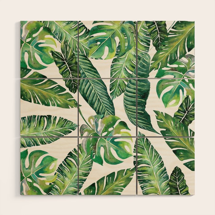 Jungle Leaves, Banana, Monstera #society6 Wood Wall Art Gallery Image 1