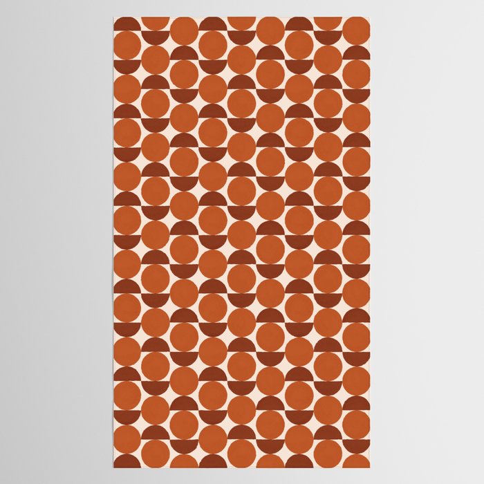 Vintage Mid-century Modern Abstract Geometric Shapes in Burnt Orange Pattern Tablecloth Gallery Image 2