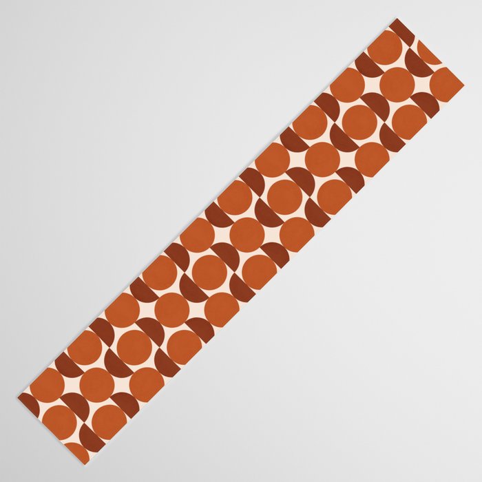 Vintage Mid-century Modern Abstract Geometric Shapes in Burnt Orange Pattern Table Runner Gallery Image 3