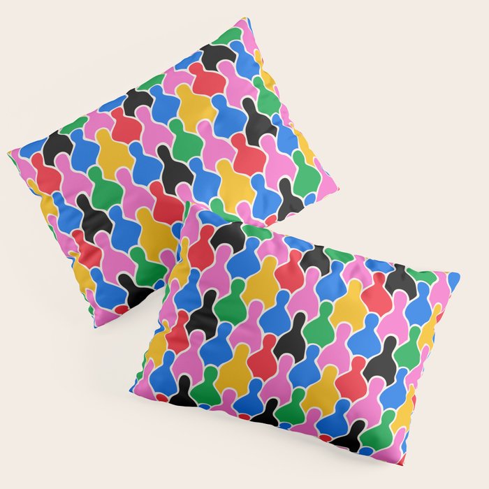 Colorful diverse people crowd art pattern Pillow Sham Gallery Image 3