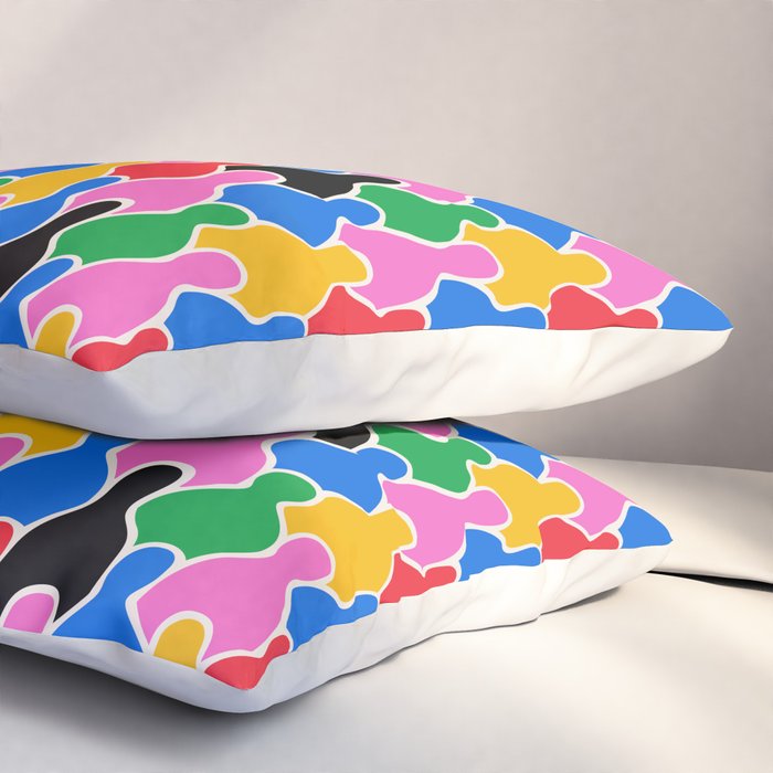 Colorful diverse people crowd art pattern Pillow Sham Gallery Image 3