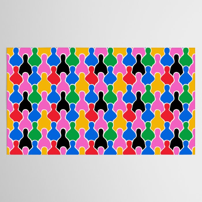 Colorful diverse people crowd art pattern Tablecloth Gallery Image 2