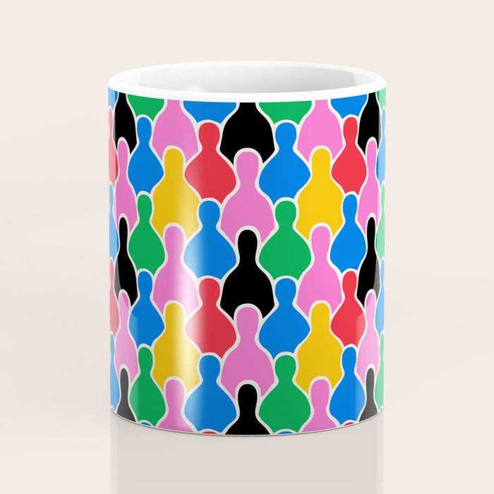 Colorful diverse people crowd art pattern Coffee Mug Gallery Image 4