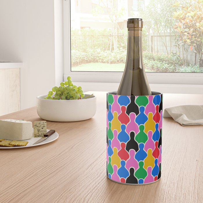 Colorful diverse people crowd art pattern Wine Chiller Gallery Image 4