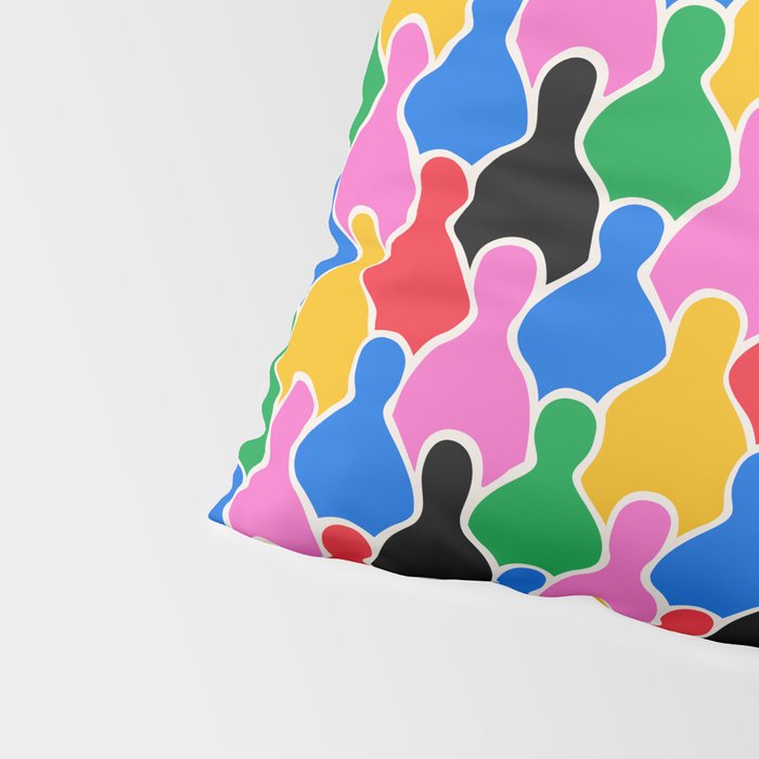 Colorful diverse people crowd art pattern Pillow Sham Gallery Image 4