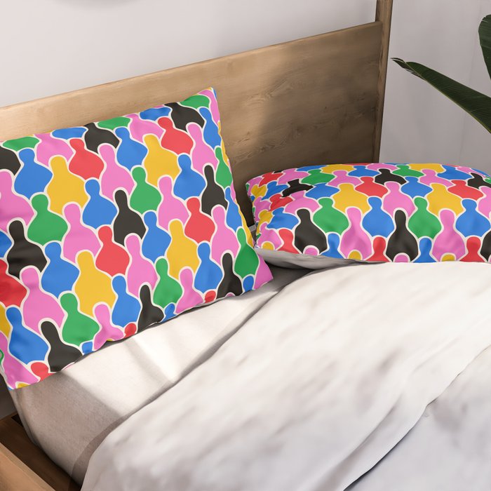 Colorful diverse people crowd art pattern Pillow Sham Gallery Image 2