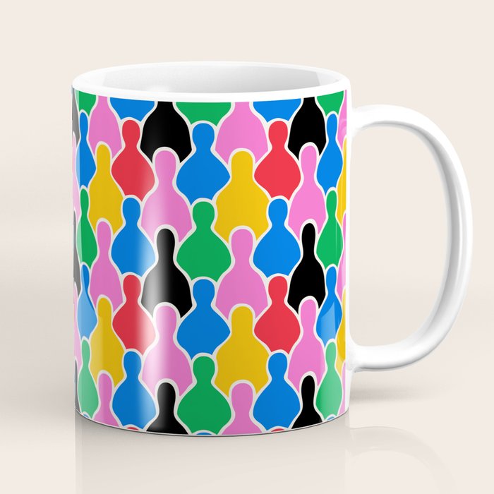 Colorful diverse people crowd art pattern Coffee Mug Gallery Image 1