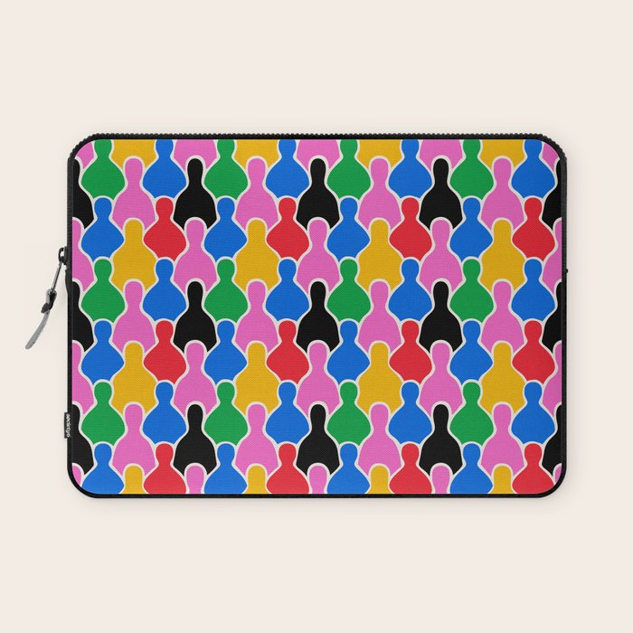 Colorful diverse people crowd art pattern Laptop Sleeve Gallery Image 1